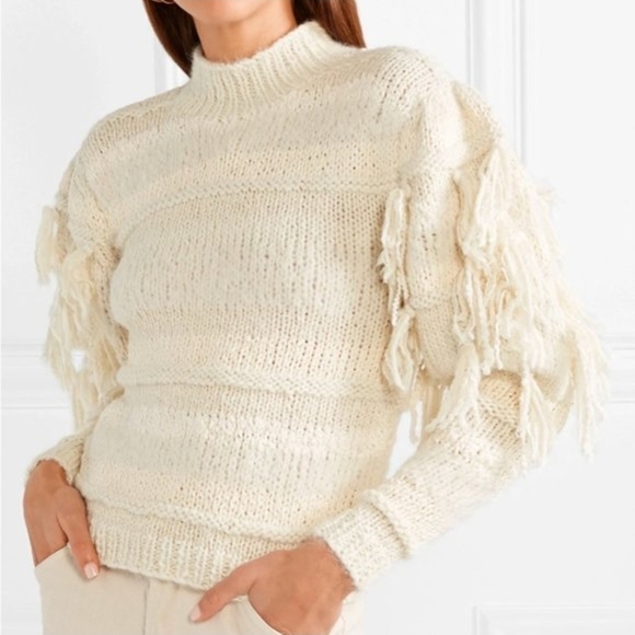 Ulla Johnson Sweaters - Ulla Johnson Cream Knit Fringe Sweater